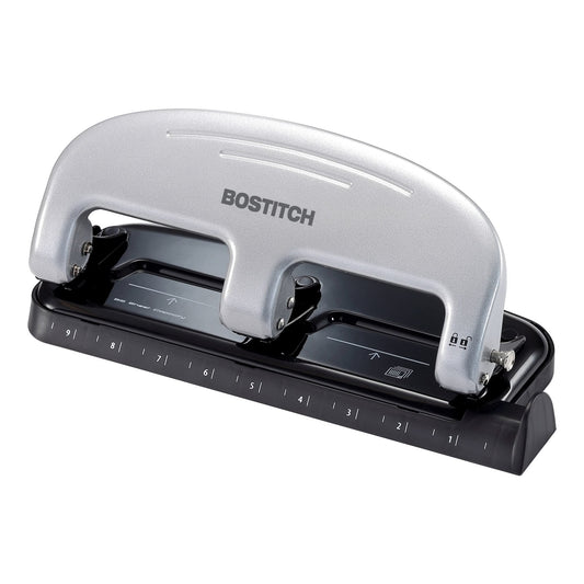 Bostitch Office EZ Squeeze 3-Hole Punch, 20 Sheet Capacity, Reduced Effort, No Jam Technology , Silver