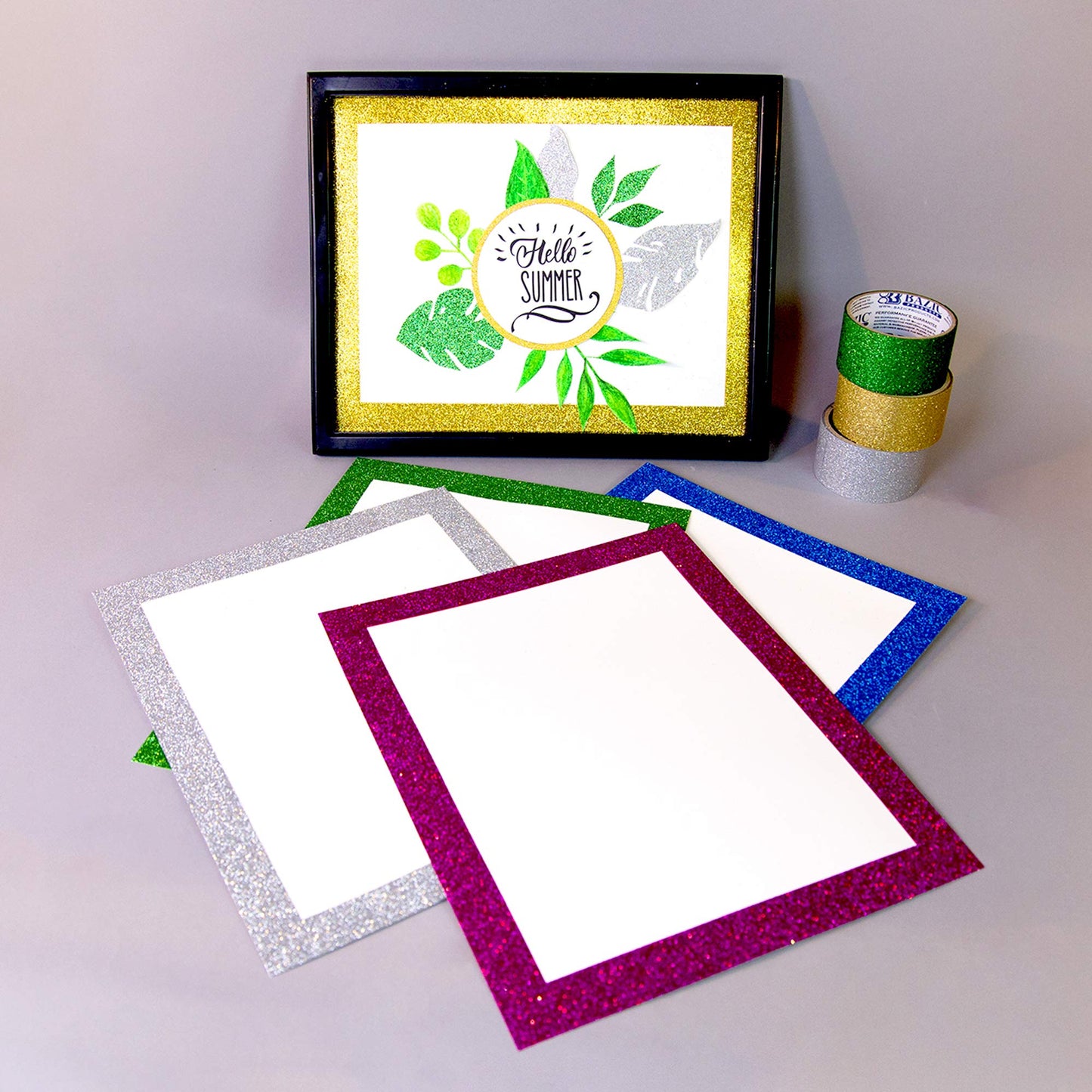 BAZIC Poster Board Glitter Color 11" X 14", Sparkling Frame Colored Poster Board Paper for Christmas Wedding Birthday Craft Project (5/Pack), 1-Pack